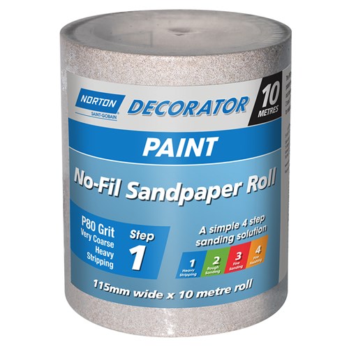 Norton No-Fil Sanding Roll for Paint 115mm x 10m (80 grit)